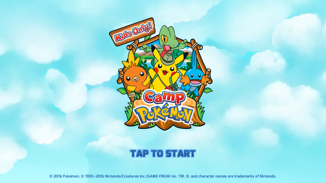 Camp Pokémon (iPhone) screenshot: Title screen.