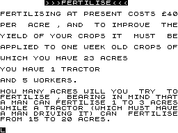Farmer (ZX81) screenshot: Fertilising the crops