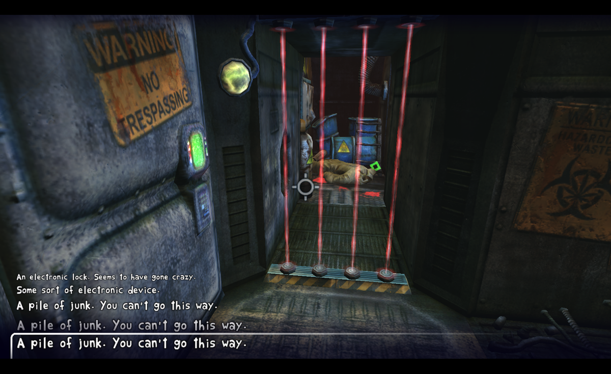 Dead Cyborg: Episode 1 (Windows) screenshot: A laser fence is preventing access.