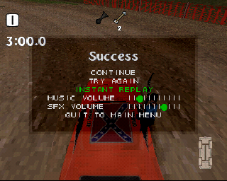 The Dukes of Hazzard: Racing for Home (PlayStation) screenshot: Success.