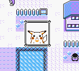 Pokémon Yellow Version: Special Pikachu Edition (Game Boy) screenshot: Unhappy Pikachu (on a GBC)