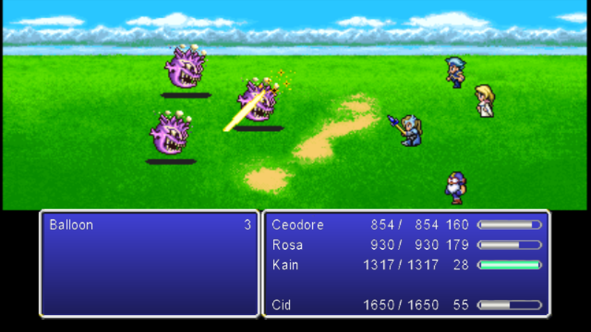 Final Fantasy IV: The After Years (Wii) screenshot: Random encounter with some Baloons
