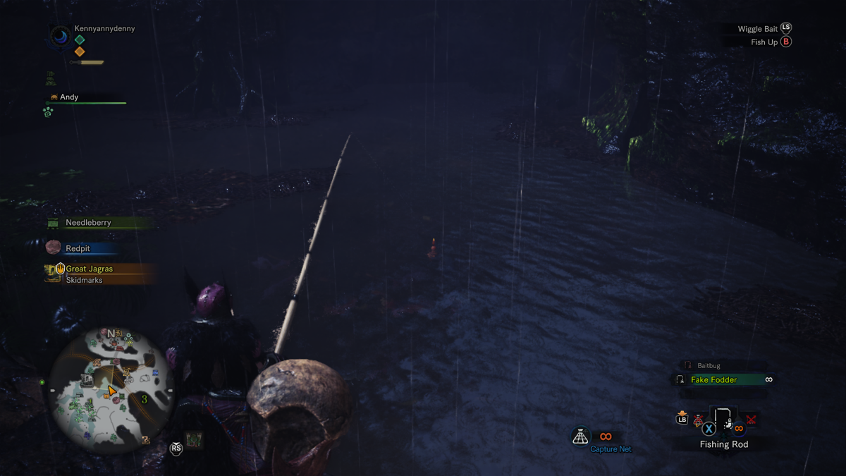 Monster Hunter: World (Xbox One) screenshot: Catching some fish