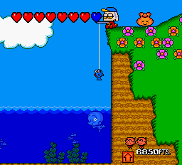 Bonk's Revenge (TurboGrafx-16) screenshot: Ah, moment to rest and swimming