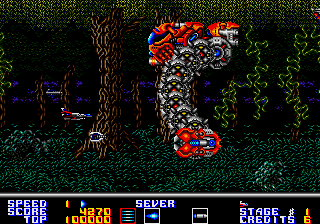 Thunder Spirits (Arcade) screenshot: Huge mid level boss.