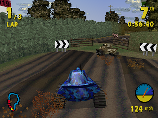 Tank Racer (Windows) screenshot: Shoot faster than he