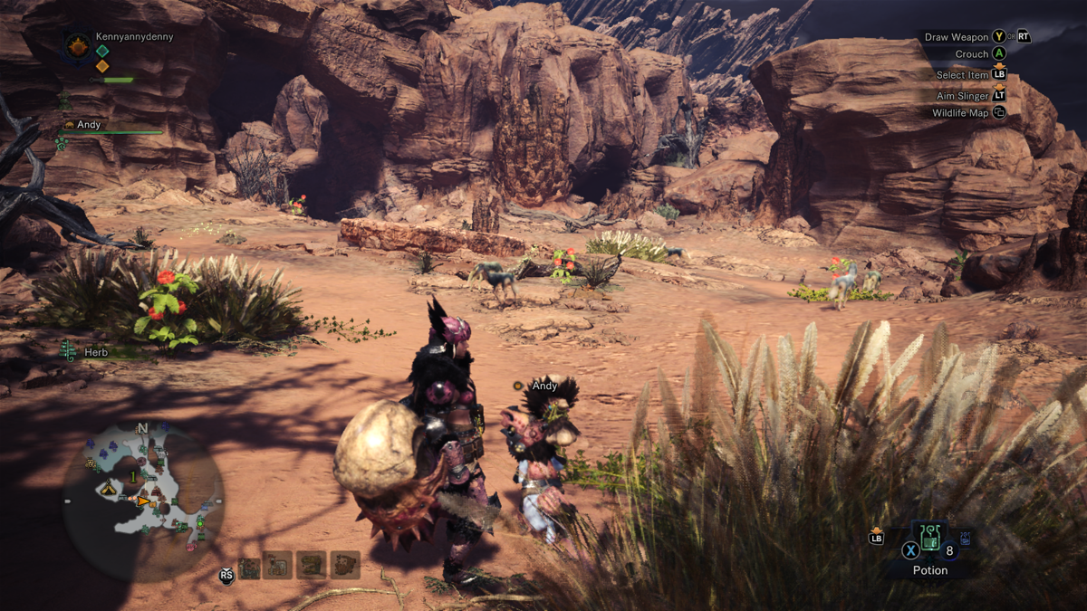 Monster Hunter: World (Xbox One) screenshot: One of the other regions, a more desert-like environment