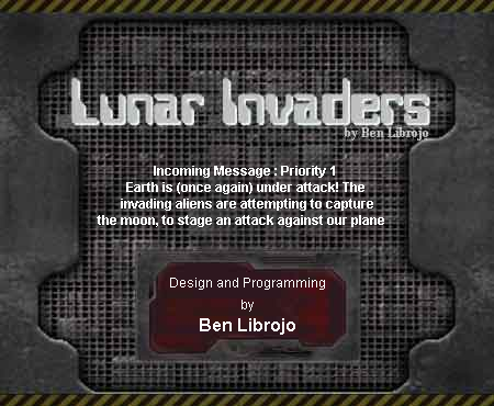 Lunar Invaders (Browser) screenshot: Title screen.