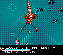 The Guardian Legend (NES) screenshot: Area two boss, and another sea creature