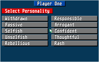 Championship Manager Italia (Atari ST) screenshot: Choosing player ones personality