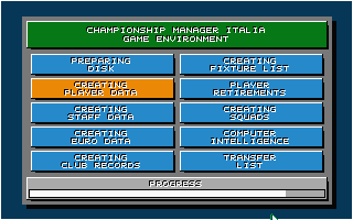 Championship Manager Italia (Atari ST) screenshot: The game is being prepared