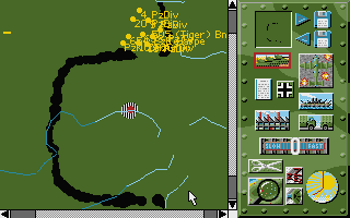 Campaign (Atari ST) screenshot: Starting a game on the Kursk map