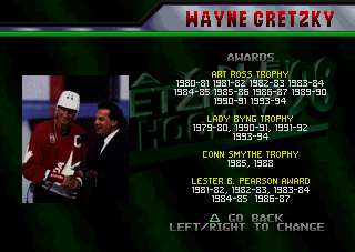 Wayne Gretzky's 3D Hockey '98 (PlayStation) screenshot: And more awards.