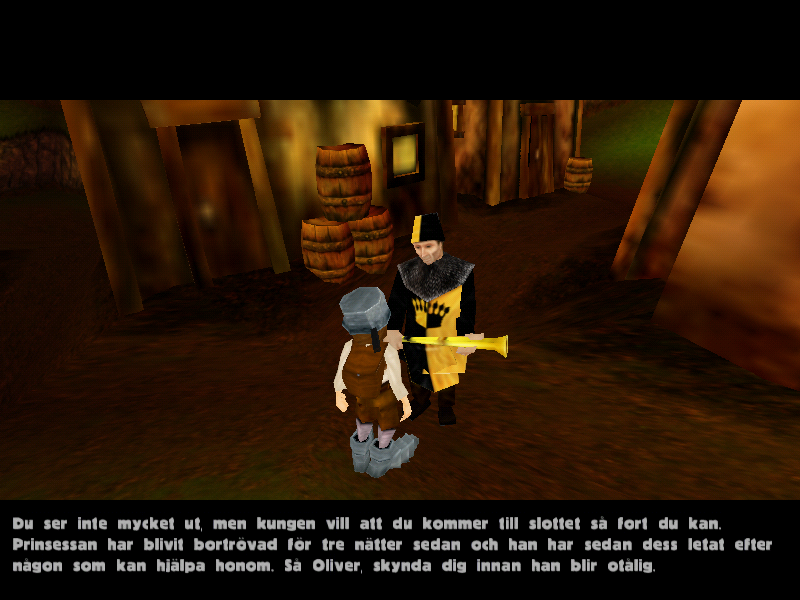 Olivers äventyr: Drakens förbannelse (Windows) screenshot: Talking to the King's guard