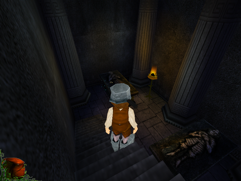 Olivers äventyr: Drakens förbannelse (Windows) screenshot: Entering a hidden crypt