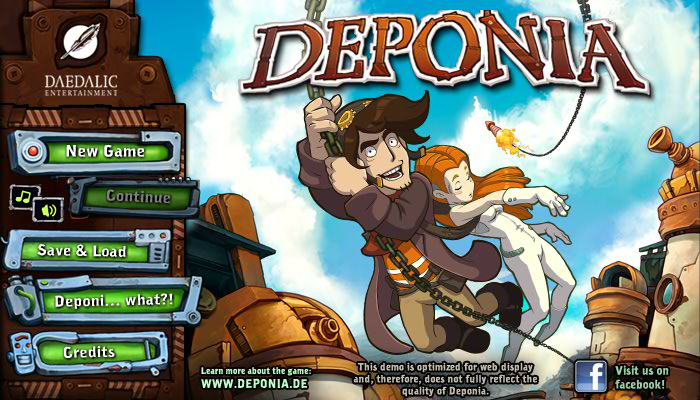 Deponia (Flash Demo) (Browser) screenshot: Main menu