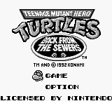 Teenage Mutant Ninja Turtles II: Back from the Sewers (Game Boy) screenshot: Title screen (EU)
