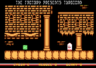 Turbican (Atari 8-bit) screenshot: First floor chamber 3 cube