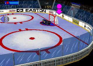 Wayne Gretzky's 3D Hockey '98 (PlayStation) screenshot: Shooting.