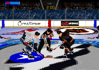 Wayne Gretzky's 3D Hockey '98 (PlayStation) screenshot: Tampa Bay vs Phoenix.