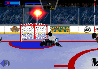Wayne Gretzky's 3D Hockey '98 (PlayStation) screenshot: Phoenix scored again...