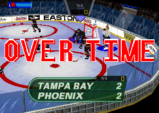 Wayne Gretzky's 3D Hockey '98 (PlayStation) screenshot: Over Time.