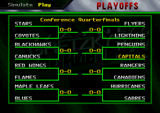 Wayne Gretzky's 3D Hockey '98 (PlayStation) screenshot: Playoffs.