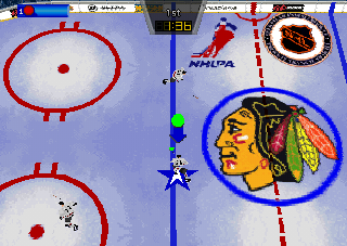 Wayne Gretzky's 3D Hockey '98 (PlayStation) screenshot: Chicago Blackhawks logo.