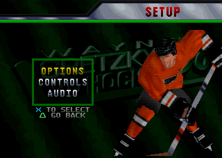 Wayne Gretzky's 3D Hockey '98 (PlayStation) screenshot: Setup.