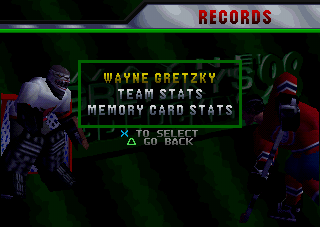 Wayne Gretzky's 3D Hockey '98 (PlayStation) screenshot: Records.