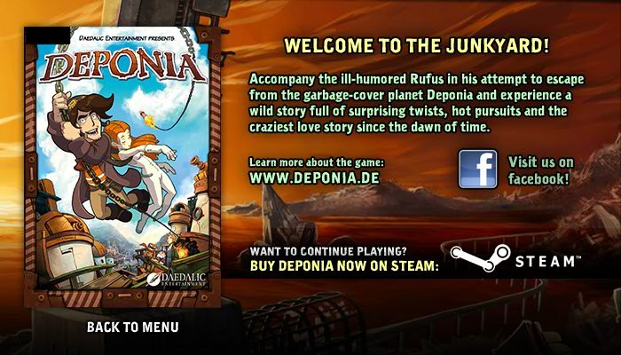 Deponia (Flash Demo) (Browser) screenshot: About the game