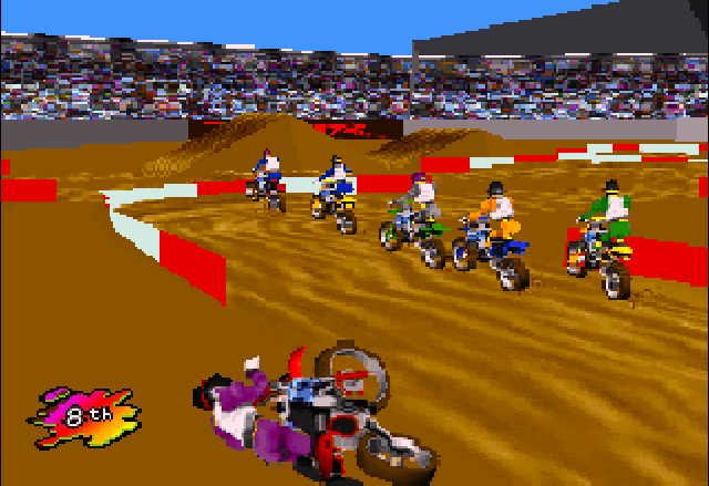 Supercross 3D (Jaguar) screenshot: "This is really not my day, isn't it?"