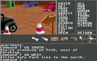 Borrowed Time (Atari ST) screenshot: Parking lot.