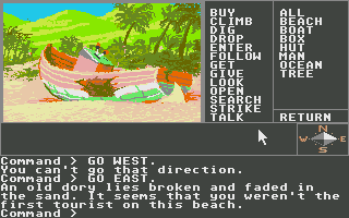 Mindshadow (Atari ST) screenshot: Wrecked boat.