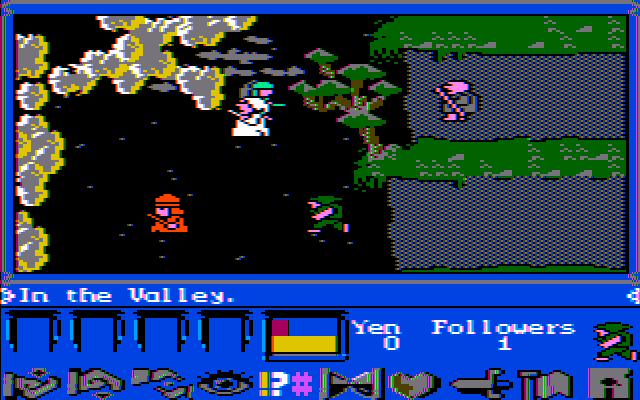 James Clavell's Shogun (DOS) screenshot: Exploring the Valley (CGA with composite monitor)