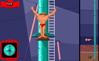 Fiendish Freddy's Big Top O' Fun (Amiga) screenshot: Diving.
