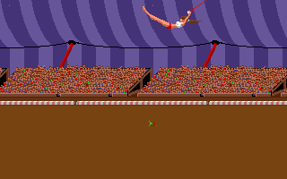 Fiendish Freddy's Big Top O' Fun (Amiga) screenshot: Trapeze.