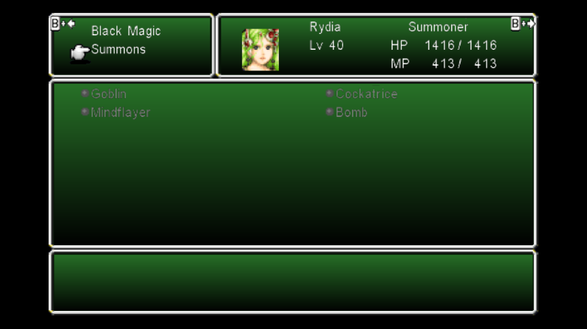 Final Fantasy IV: The After Years - Rydia's Tale (Wii) screenshot: The only summons available now to Rydia are those that *very* rarely drop from regular monsters