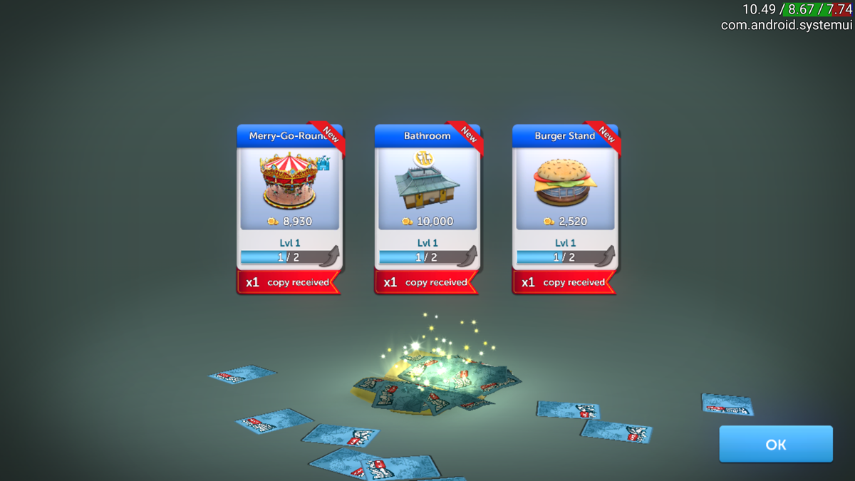 RollerCoaster Tycoon: Touch (Android) screenshot: Loot!
