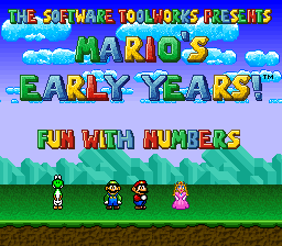 Mario's Early Years: Fun with Numbers (SNES) screenshot: Title screen