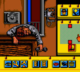 Déjà Vu I & II: The Casebooks of Ace Harding (Game Boy Color) screenshot: Déjà Vu I: We're in the room with a dead guy! ARRGGHHHH!!!