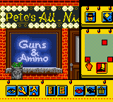 Déjà Vu I & II: The Casebooks of Ace Harding (Game Boy Color) screenshot: Déjà Vu I: Gun store.