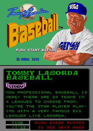 Tommy Lasorda Baseball (Arcade) screenshot: Title Screen