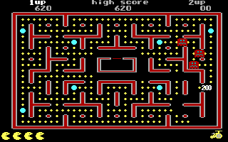 Jr. Pac-Man (DOS) screenshot: Get 200 Points from Monster (EGA)