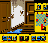 Déjà Vu I & II: The Casebooks of Ace Harding (Game Boy Color) screenshot: Déjà Vu I: Hallway outside bathrooms.