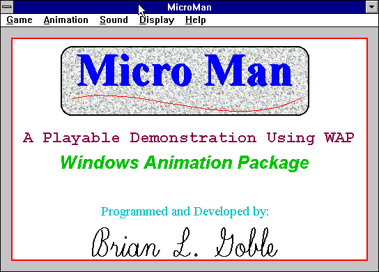 MicroMan (Windows 3.x) screenshot: Title screen