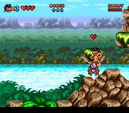 Prehistorik Man (SNES) screenshot: Spider as lift