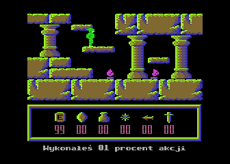 Neron (Atari 8-bit) screenshot: Moving flames