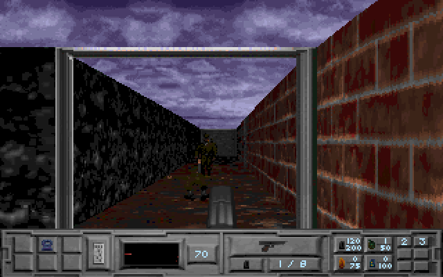 The Fortress of Dr. Radiaki (DOS) screenshot: A shooting.
