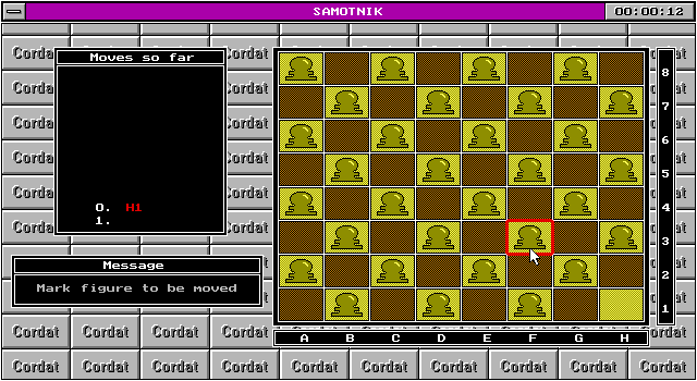 Samotnik (DOS) screenshot: Moving pawn